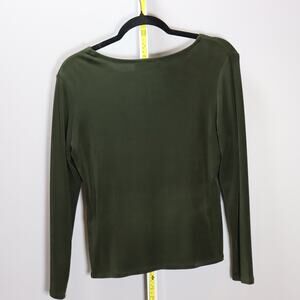 Double D Ranch Olive Green Long Sleeve Stretch Top Western Minimal Size S